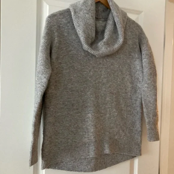 LOFT small sweater gray cowl neck ribbed - Picture 5 of 12